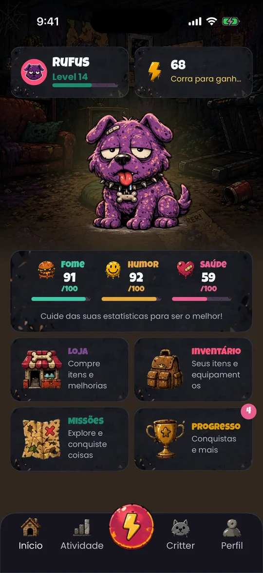 Você corre. Seu Critter vive.